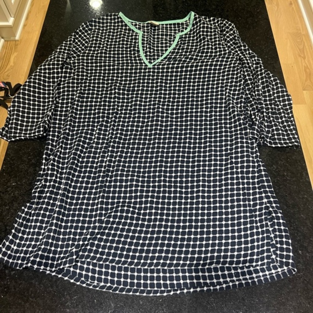 J. Crew Black and White 3/4 Sleeve Cotton Gauze Swim Coverup B